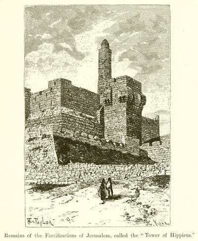 Overblijfselen van de vestingwerken van Jeruzalem, genaamd de Toren van Hippicus door English School