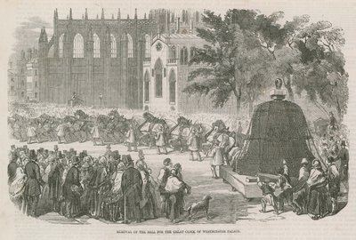 Verwijdering van de klok voor de Grote Klok van Westminster Palace door English School
