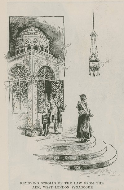 Het Verwijderen van de Rollen van de Wet uit de Ark, West London Synagoge door English School