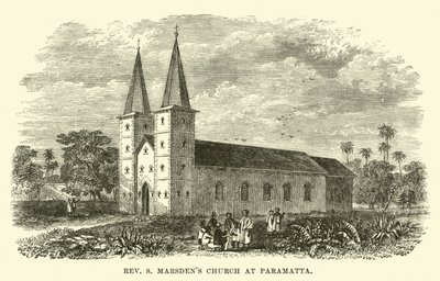 Kerk van dominee S Marsden in Paramatta door English School