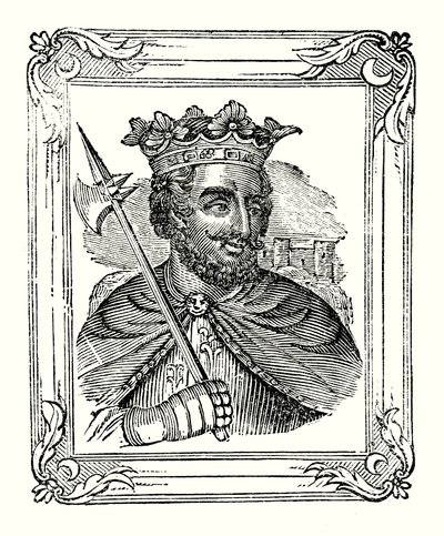 Richard I werd geboren in 1157, gekroond in 1189, en stierf in 1199 (gravure) door English School