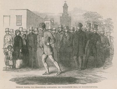 Richard Manks, de wandelaar, voltooit zijn duizendste mijl op Kennington Oval door English School