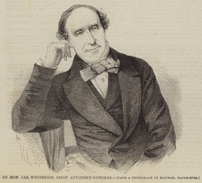 De zeer eerbiedwaardige Jas Whiteside, Ierse procureur-generaal (gravure) door English School
