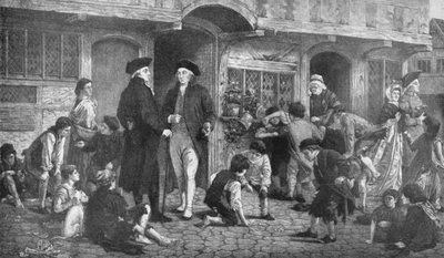 Robert Raikes, de Oprichter van Zondagscholen, en het Huis waar de Eerste Zondagschool werd Gehouden door English School