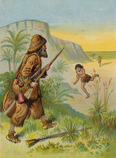 Robinson Crusoe redt het leven van Vrijdag door English School