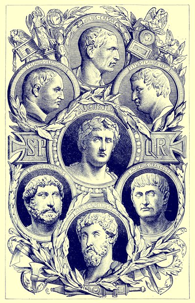Romeinse keizers, illustratie uit The Illustrated History of the World, gepubliceerd ca. 1880 door English School