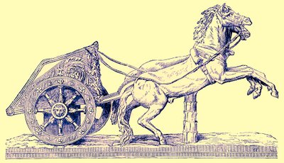Romeinse racewagen, illustratie uit Cassells Illustrated Universal History door Edward Ollier, gepubliceerd 1890 door English School