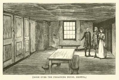 Kamer boven het predikhuis, Bristol (gravure) door English School