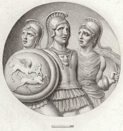 Rondel met drie Romeinse soldaten door English School