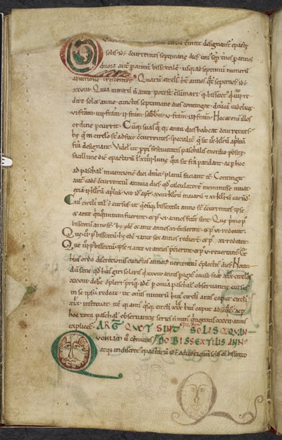 Menselijke gezichten in initialen, De temporum ratione, Bede de Eerbiedwaardige door English School