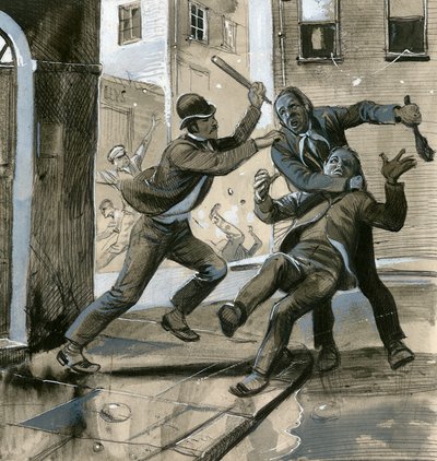 Royal Marines als politieagenten in burger in 1882 om de politie van Dublin te helpen tegen de 