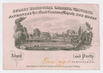 Royal Surrey Zoological Gardens, toegangskaart door English School