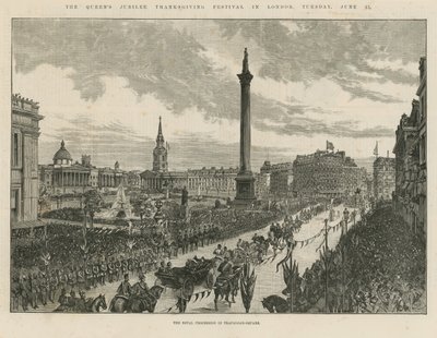Koninklijke processie op Trafalgar Square door English School