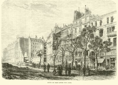 Ruïnes van Parijs na de belegering, april 1871 door English School