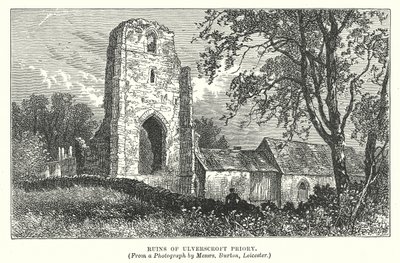 Ruïnes van de Priorij van Ulverscroft (gravure) door English School