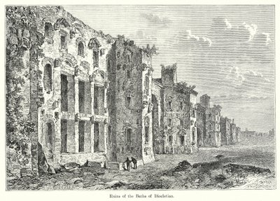 Ruïnes van de baden van Diocletianus (gravure) door English School