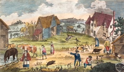 Rustieke boerenerf scène door English School