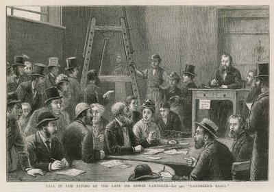 Verkoop in het atelier van wijlen Sir Edwin Landseer door English School