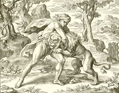 Samson en de leeuw door English School