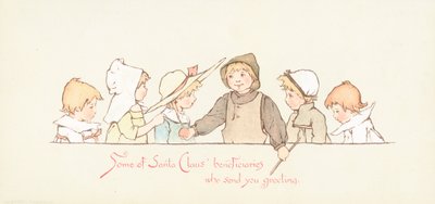Santas begunstigden, kerstkaart door English School