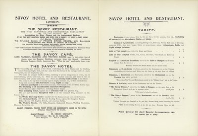 Savoy Hotel tarief, 1900 door English School