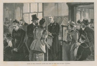 Scène bij de Admiraliteit na het nieuws van het verlies van de Victoria door English School