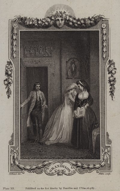 Scène uit De geschiedenis van Sir Charles Grandison, door Samuel Richardson door English School