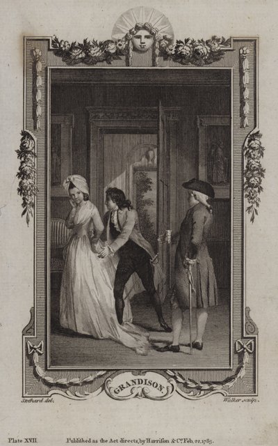 Scène uit De geschiedenis van Sir Charles Grandison, door Samuel Richardson door English School