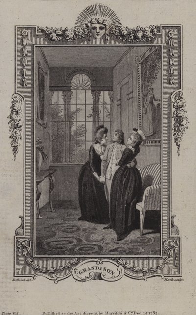 Scène uit De geschiedenis van Sir Charles Grandison, door Samuel Richardson door English School