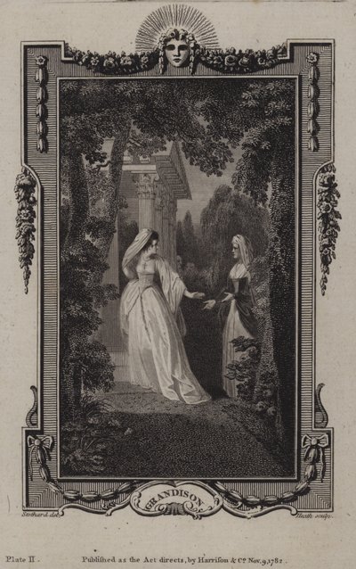 Scène uit De geschiedenis van Sir Charles Grandison, door Samuel Richardson door English School
