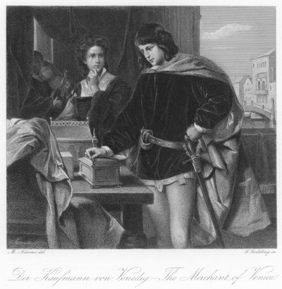 Scène uit De koopman van Venetië door English School