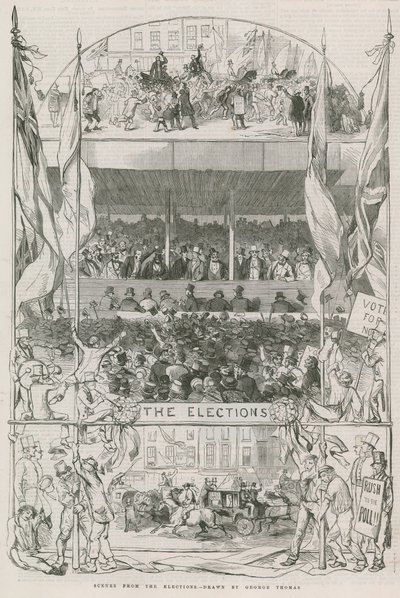 Scènes van de verkiezingen door English School
