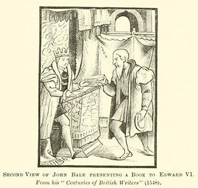 Tweede Weergave van John Bale die een Boek presenteert aan Edward VI door English School