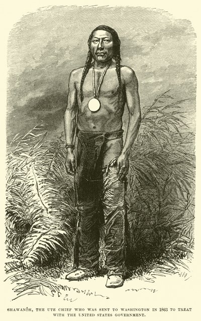 Shawanoh, de Ute Hoofdman die in 1863 naar Washington werd gestuurd om te onderhandelen met de Amerikaanse regering door English School
