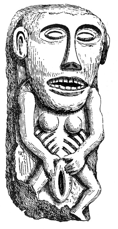 Sheela-na-Gig, van Ballinahend Castle, Tipperary, Ierland door English School