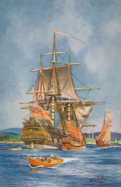 Schip van de Oost-Indische Compagnie door English School