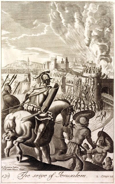 Belegering van Jeruzalem door Nebukadnezar II van Babylon, 597 v.Chr. door English School