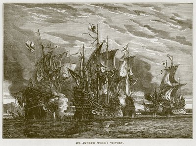 Sir Andrew Woods overwinning, illustratie uit The Sea door F. Whymper door English School