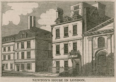 Het huis van Sir Isaac Newton, St Martins Street, Leicester Square, Londen door English School