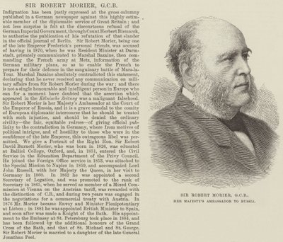 Sir Robert Morier, GCB, Hare Majesteit