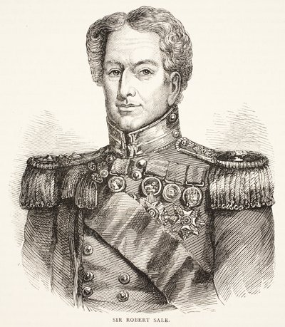 Sir Robert Sale, illustratie uit Cassells Geïllustreerde Geschiedenis van Engeland door English School