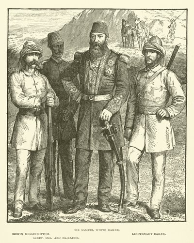 Sir Samuel White Baker, Edwin Higginbottom, Luitenant Baker, Luitenant-kolonel Abd El-Kader door English School