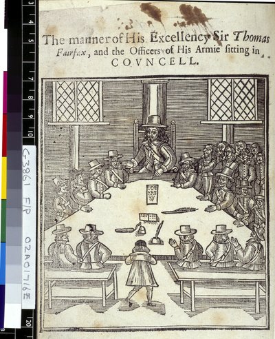 Sir Thomas Fairfax en de Algemene Raad van het Parlementaire Leger door English School