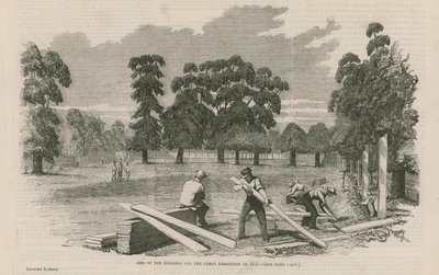 Locatie van het gebouw voor de Grote Tentoonstelling van 1851 door English School
