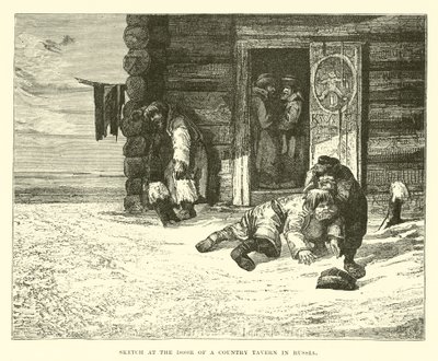 Schets bij de deur van een plattelandsherberg in Rusland door English School