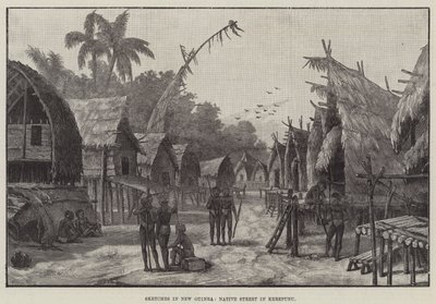 Schetsen in Nieuw-Guinea, Inheemse Straat in Kerepunu door English School