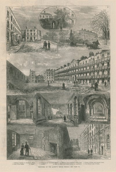 Schetsen van de Queens Bench Prison door English School