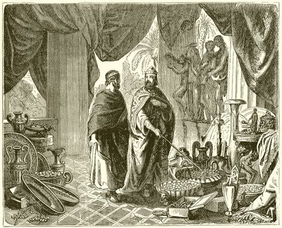 Solon in de Schatkamer van Croesus door English School