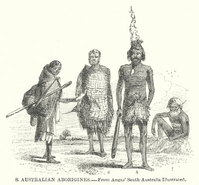 Zuid-Australische aborigines (gravure) door English School