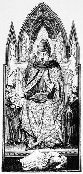 St. Augustinus, Bisschop van Hippo, illustratie uit Wetenschap en Literatuur van de Middeleeuwen en de Renaissance, geschreven en gegraveerd door Paul Lacroix, 1878 door English School